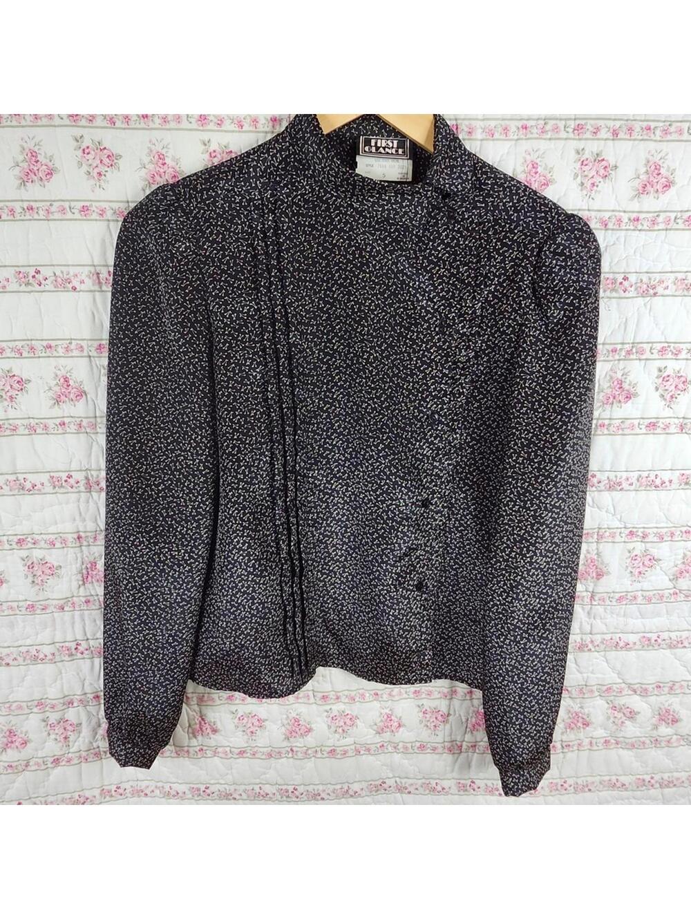 Vintage First Glance Floral Blouse Long Sleeve Button Up Career Top Size 5